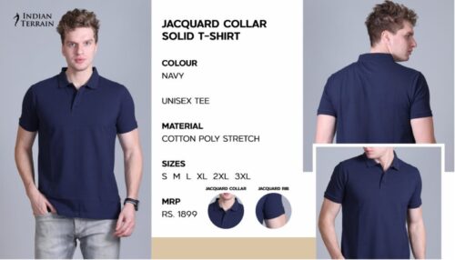 Indian Terrain Collar solid T-shirt