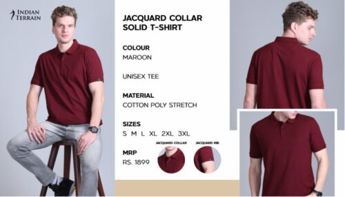 Indian Terrain Collar solid T-shirt