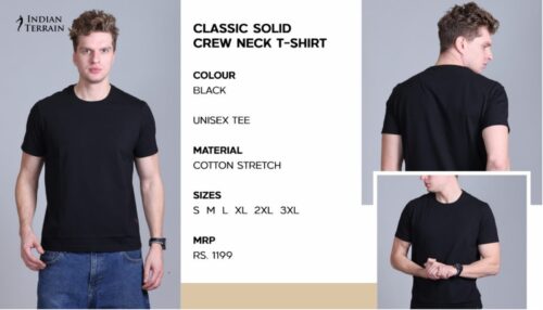 Indian Terrain Classic solid Crew Neck T-shirt
