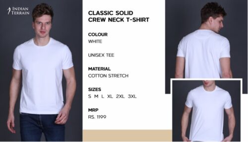 Indian Terrain Classic solid Crew Neck T-shirt