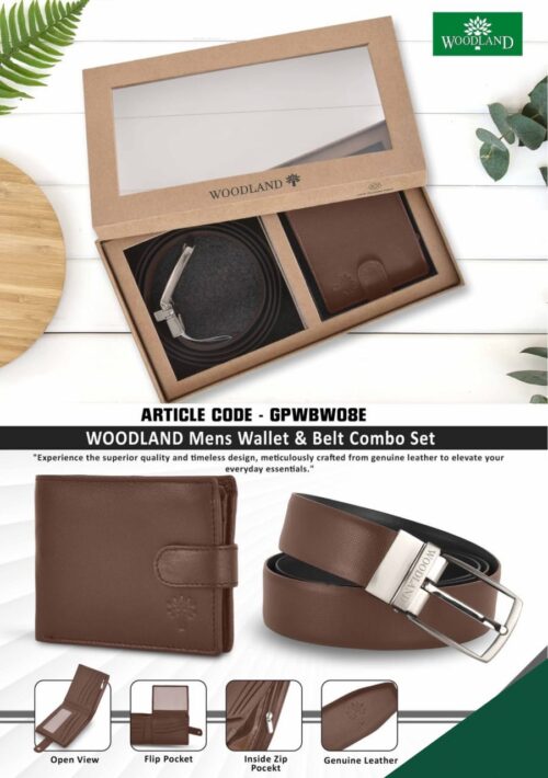 Woodland Mens Wallet and belt Combo Set